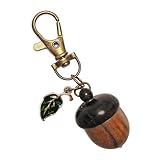 Acorn Canister Keychain,Small Portable Pill Organizer Container Charms,Funny Keychain Pill Holder,Green Enameled Kawaii Leaf Decor Keyring,Nature Inspired Key Holder for Women Practical Daily Gift