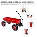 Sanch Ancha Heavy Duty Steel Wooden Side Support Cargo Wagon with 10” All-Terrain Air Tires, Up to 176lb Haul Capacity, Effortless Foldable Handle Cart for Towing Kids Toys, Gardening Supplies (Red)