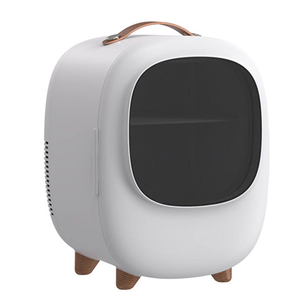 Mini Fridge 8 Liter Beauty Fridge With Window Small Refrigerator Portable Food Heater Beverage Cooler Low Operating Noise For Food, Beverages, Skincare Use At Home, Office, Dorm, Car (Color : White)