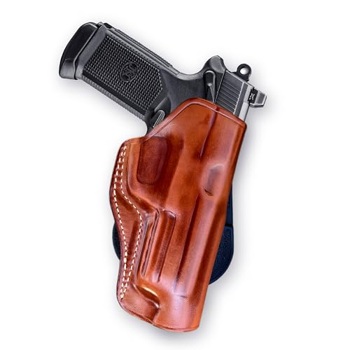 Masc Premium Leather Paddle Holster for FN FNX 45 Tactical .45ACP Threaded Barrel 5.3' Barrel, Right-Hand Draw, Brown #1314#