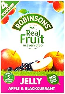 Robinsons Real Fruit Freeze Squeezee Jelly |  No Added Sugar Real Fruit Juice and Low Calorie Jelly 4 x 80 g (Apple & Blackcurrant Jelly Squeeze Pouch)