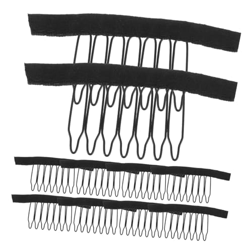 ADOCARN Accesorios Para Peine De Peluca Gorras De Peluca Clips De La Mandíbula Del Pelo Peluca Delantera De Encaje Pantalla De Sombrero Soportes Para Pelucas Tapa Black Acero Inoxidable