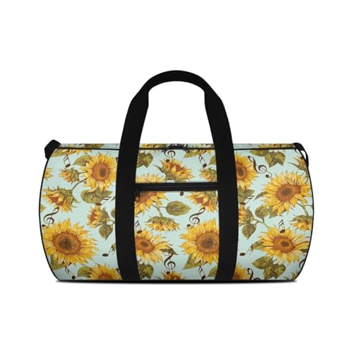 Sunflower Music Note Canvas Duffle Bag for Travel, 50L Duffel Overnight Weekend Bag (Green)