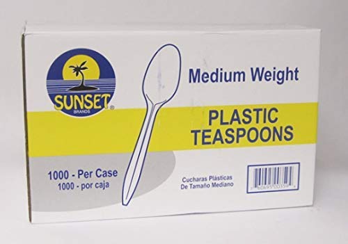Sunset Medium Weight Bulk White Plastic Teaspoons, 1000 pieces