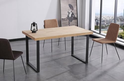 Skraut Home | Mesa de Comedor Fija | 76 x 140 x 80 cm | Capacidad hasta 6 Personas | Materiales Resistentes | Modelo Nordish | Diseño Nórdico | Acabado Roble/Negro