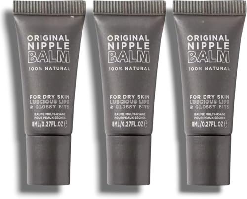 3X Original Nipple Balm 8mL Each 100% Natural Multi-Purpose for Dry Skin Luscious Lips & Glossy Bits | Fragrance Free (3 TRAVEL SIZE)