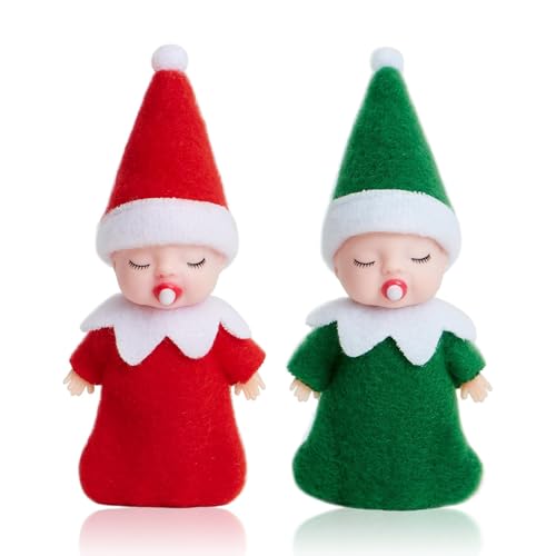 2pcs Christmas Elf Baby Twins Little Christmas Elves Christmas Tradition Mini Elf Baby Doll Christmas Accessory Tiny Elf Dolls for Boys&Girls Xmas Gift Advent Calendar Stocking Stuffers
