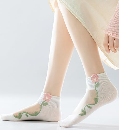 Image of Benefeet Sox Womens Sheer Socks Girls Lace Mesh Ankle Socks Transparent See Through Summer Sock Ultra Thin Nylon Short Sock