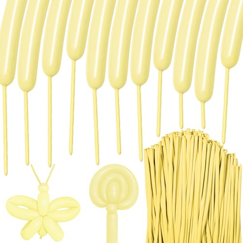 Image of 100Pcs Pastel Yellow 260 Balloons, Long Balloon for Tying Balloon Arch, Long Skinny Balloons for Twisting Ballons Animal balloons Birthday Party Wedding Festival Decorations