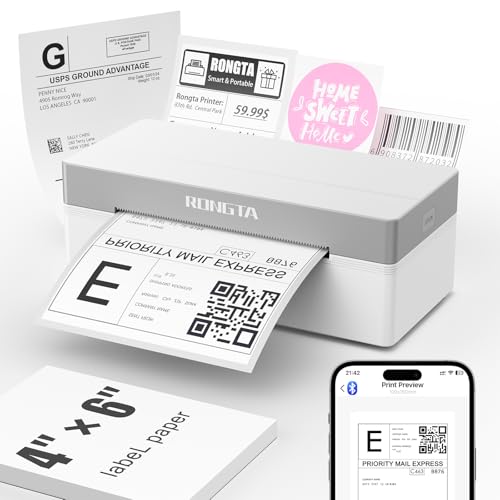 Rongta Shipping Thermal Label Printer, Bluetooth 4x6 Sticker Label...