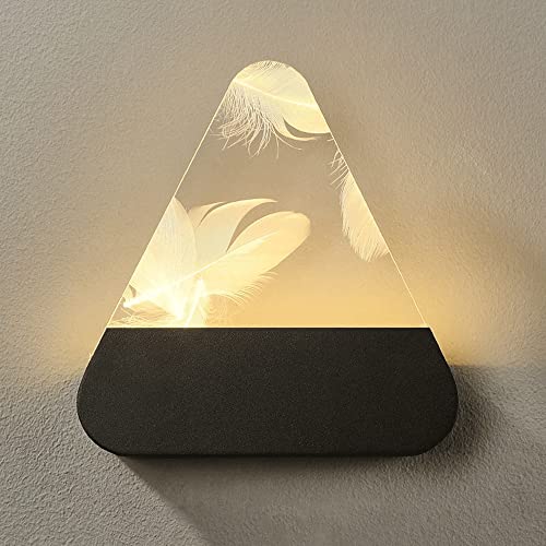 Lámpara de pared triangular con diseño de plumas acrílicas e iluminación LED 2