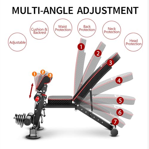 Adjustable Weight Bench - Utility workout Benches for Exercise, Free Installation Design for Portable Fitness Strength Training Equipment at Home Gym