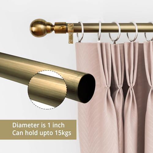Image of FAPBADRI Curtain Rod /Pipe Heavy Quality for Home /office door, window, shower, 1 inch diameter (25mm), Color - Antique Gold, Length - 36 inches (3 feet), 1 Pipe