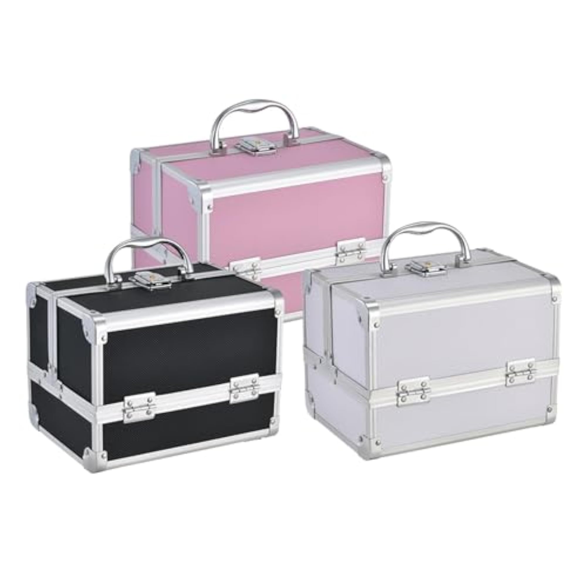 Portable Makeup Train Case with Mirror and Divider