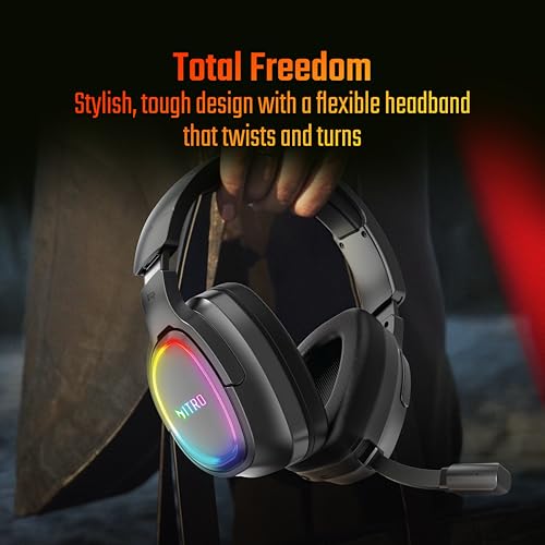 Image of acer Nitro Triple-Mode Gaming Headset | Bluetooth + 2.4GHz USB-C /USB-A Dongle + Wired | 50mm Drivers | 7.1 Virtual Surround | Running RGB | Low Latency <30ms | Flexible LED Mic | Windows /Android /iOS