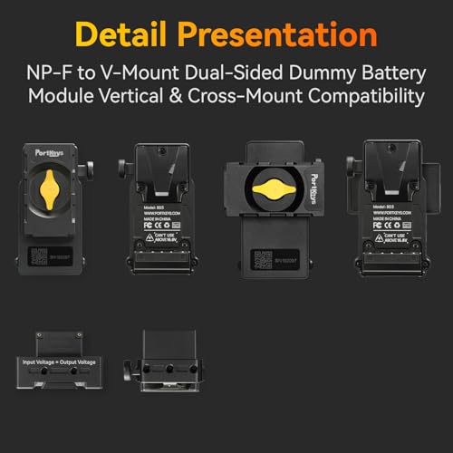 Image of Portkeys BD3 Double-Sided NP-F to V-Mount Dummy Battery Power Adapter Module Vertical and Cross Mounted, for transferring NPF Power Mount to V-Mount Battery Mount