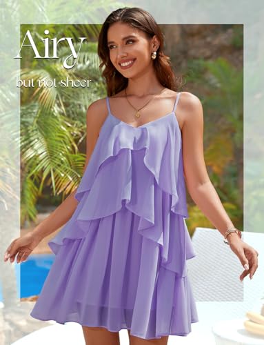 Image of DRESSTELLS Women's Cocktail Ruffle Tiered Dresses, Formal Wedding Guest Graduation Party Mini Dress