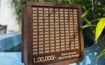 ₹1,00,000 Wooden Money Bank | Target Saving Box with Lock & Key | Wooden Cash & Coin Saving Bank for Kids & Adults_87