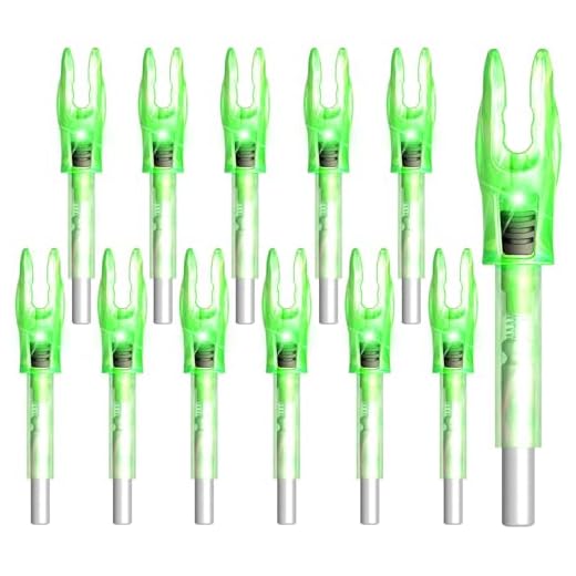 XHYCKJ 12PCS G Lighted Nocks for Arrows with .165 .204 .233 .244 .246 Inside Diameter Bolts with X, H, S, GT Bushings (12, Green)