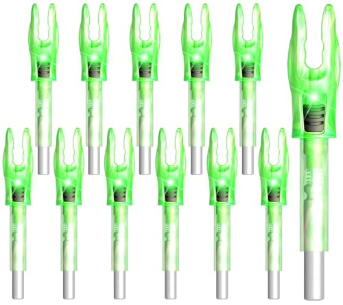 XHYCKJ 12PCS G Lighted Nocks for Arrows with .165 .204 .233 .244 .246 Inside Diameter Bolts with X, H, S, GT Bushings (12, Green)