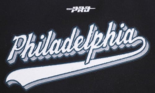 Pro Standard Womens NFL Philadelphia Eagles Script Tail Varsity Jacket Black/White L - Image 7