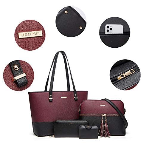 Image of Women Fashion Synthetic Leather Handbags Tote Bag Shoulder Bag Top Handle Satchel Purse Set