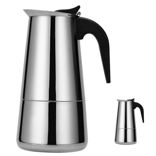 VoyageView ステンレス製で直火式 IH 対応のエスプレッソメーカー 家庭用、オフィス用、キャンプ用に使えるコーヒーメーカー エスプレッソやモカポットを作り出す (コーヒーポット,450ml)