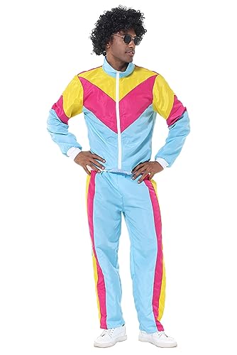 Mens 80s Tracksuit Retro Sportswear Adult Disco Tracksuits Hip Hop Sports Suit Colorblock Jacket Outfits Carnival Set