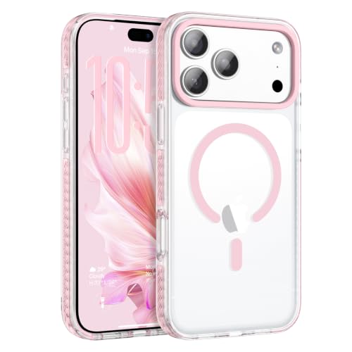 BENTOBEN Magnetic for iPhone 18 Pro Max Case 6.9", Compatible with Magsafe Military Shockproof Protective Bumper Cute Transparent Slim Anti-Yellowing Case for iPhone 18 ProMax Cover,Clear Pink