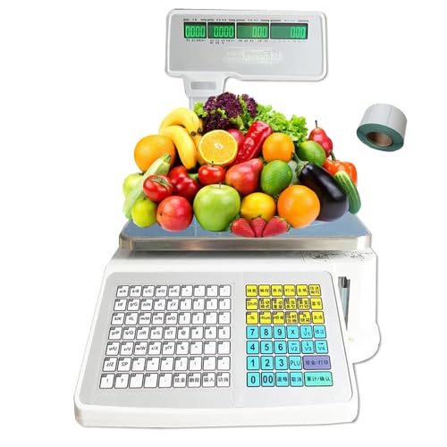 Báscula digital comercial con impresora y doble pantalla LCD miniatura 1