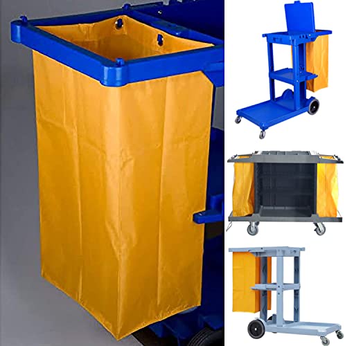 Image of Replacement Janitorial Cart Bag, High Capacity Waterproof Thickened Housekeeping Commercial Janitorial Cleaning Cart Bag with 6 Brass Grommets - 25 Gallon (Black)