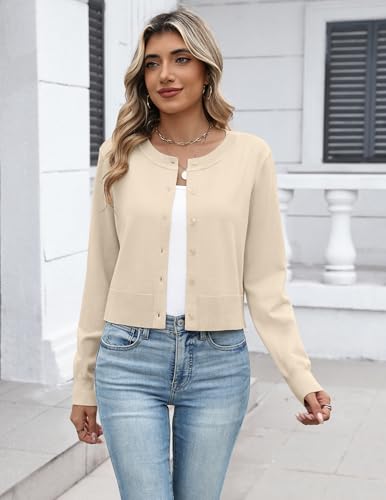 Zeagoo Women's Cropped Cardigan Sweaters 2026 Button Down Long Sleeve Knit Bolero Shrugs for Dresses — view 4