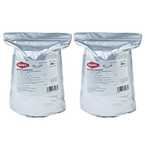 Aksoy Baking Soda 6KG Pure Sodium Bicarbonate Powder Highest Purity Food Grade Pure Baking Soda For Cooking Baking Cleaning & More! (2x3Kg Bags)