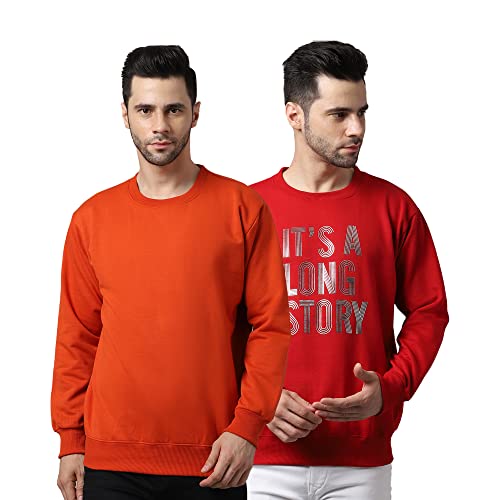 Image of Mack Jonney Fleece Round Neck Solid Sweatshirt for Men (Pack of 2)-SW RRN PNK Sky 02-P