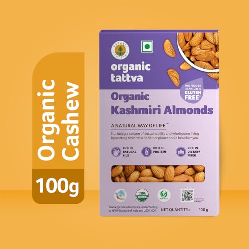 Image of ORGANIC TATTVA Organic Kashmiri Mamra Raw Almonds /Badams 400Gram (Pack Of 4)