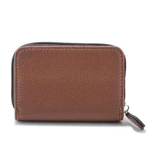 Image of 9 Slot RFID Genuine Leather Credit Debit Card Holder Wallet Money Zipper Coin Purse for Men & Women (Tan)