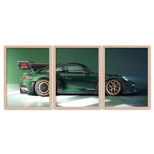 Image of TASVEE Car wall posters | set of 3 wall frames | posters for wall | Wall Decoration for Bedroom, Living Room & Office | Best Gift for Boys & Car Lovers (A9, MEDIUM 10X13, Framed)