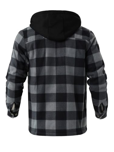 Image of Gary Com Heavy Thick Flannel Plaid Jacket Sherpa Fleece Lined Hoodies for Men Zip Up Winter Warm Coat Zipper Sweatshirt
