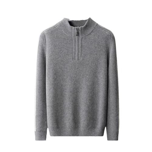 Hgvcfcv Men's Pullover Thickened Warm Sweater Man Half-High Neck Zipper Casual Knitted Soft Sweater
