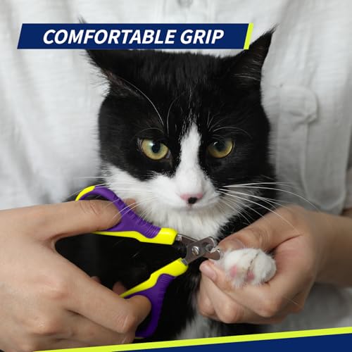 Image of WePet Pet Nail Clippers U07.1, Professional Claw Trimmer, Bended Scissor Special for Cats, Kittens, Dogs, Puppies, Small Animals, Yellow /Purple