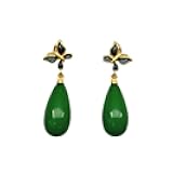 S925 Silver with Natural Green Jade Water Drops Earrings for Women Yoga Genuine 3