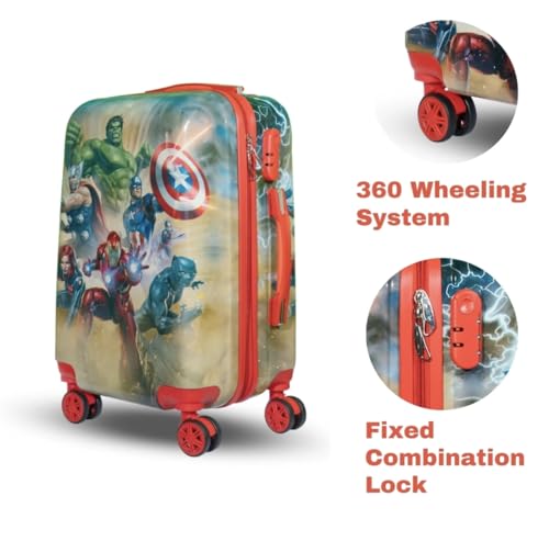 Image of ADSON Abs Kids Trolley 360 Rotating Luggage 360 Degree Wheels Avengers Non-Breakable 20 Inch Kids Hardsided Suitcase with 4 Wheels, 360 Degree Wheel Travel Trolley Bag (Design 21)