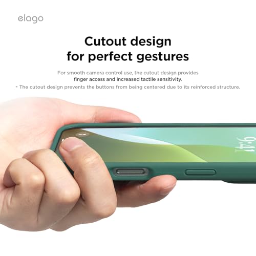 Image of elago Compatible with iPhone 16 Case, Premium Liquid Silicone Case, Full Body Protective Cover, Shockproof, Slim Phone Case, Anti-Scratch Soft Microfiber Lining, 6.1 inch (Midnight Green)