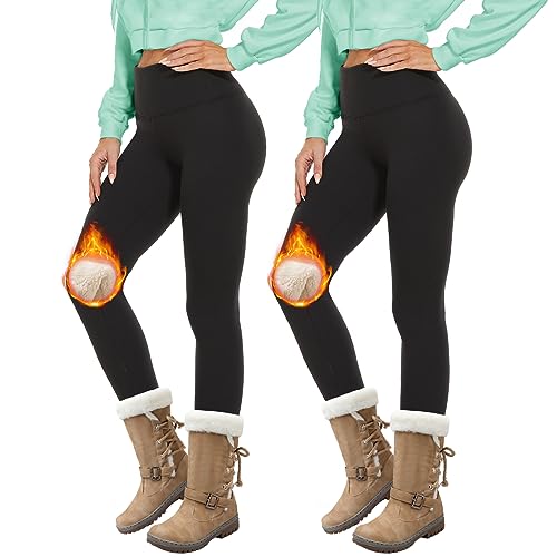DDOBB 2er Pack Thermo Leggings Damen Gefütterte Thermoleggings Im Winter...