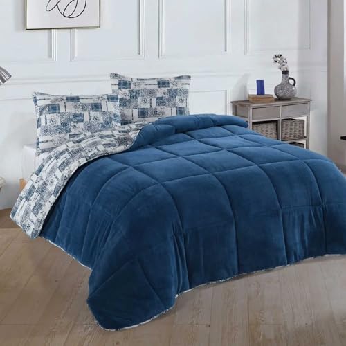 NORDIC SCHILLER Welsoft - Edredón de doble cara, 155 x 215 cm, 35% algodón, microfibra, para todo el año, transpirable, para alérgicos, suave, lavable a máquina