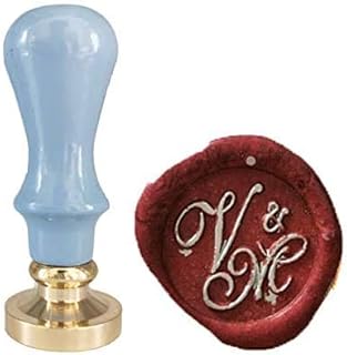 Gpeal sello de cera personalizado con dos letras, sellos de cera personalizados, sellos de cera para boda, invitación, regalo, tarjeta de sobre, sello de sellado, mango de color marrón cereza