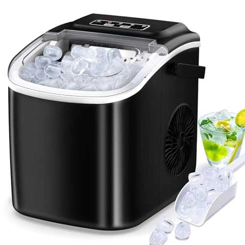 Ice Machines Small Ice Maker Machine with Carry Handle, 26.5Lbs/24H Machine a Glace Self Cleaning Countertop Ice Machine for Home Christmas Birthday Gift for Valentine's Day