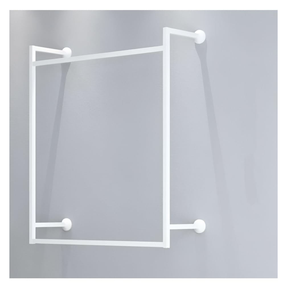 SaryEdge 1PCS Industrial Wall-Mounted Clothes Rack Detachable Metal Garment Rail Multi-Purpose Hanging Rod for Closet Storage Double Pole Clothing Shelf White,White,White-100x100 cm