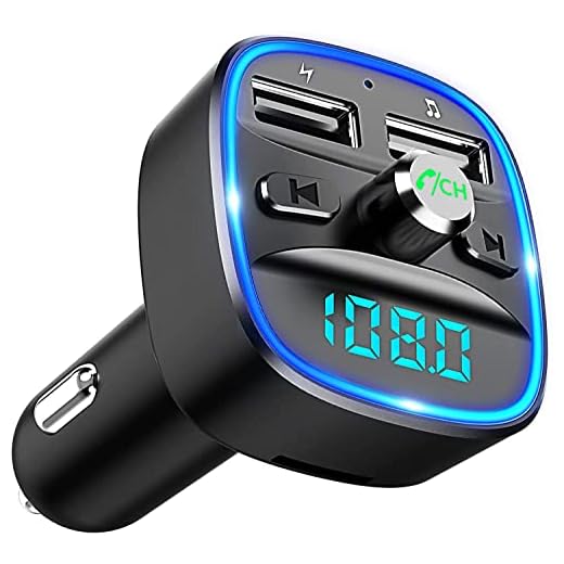 Cocoda Transmisor FM Bluetooth, [Luz de Anillo Azul] Manos Libres para Coche, Inalámbrico Reproductor MP3 Mechero Coche Adaptador Receptor con Dual USB 5V/2.4A & 1A, Soporte Tarjetas SD + U Disk