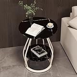 Photo Gallery gueifd tavolino rotondo a 2 ripiani, tavolino da snack con piano in finto marmo, tavolini con struttura in metallo e contenitore, comodino per soggiorno(40cm/16inch, black+white) Photo Gallery gueifd tavolino rotondo a 2 ripiani, tavolino da snack con piano in finto marmo, tavolini con struttura in metallo e contenitore, comodino per soggiorno(40cm/16inch, black+white)